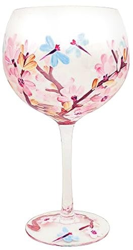 lesser and pavey- Verre à gin Peint à la Main en Forme de Fleur et Libellule 9 x 9 x 21 cm Accessoire, LP48097, Multicolore