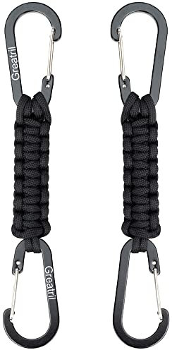 GREATRIL Schlüsselband Doppelkarabiner 2 Stück - Paracord mit 2 Karabinerhaken Ring Schlüsselanhänger Schlüsselring Kurz für Arbeit Autoschlüssel Flasche Camping Wandern Jungen/Mädchen/Herren/Frauen