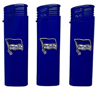 Hertha BSC Berlin 3er Set Electronic Feuerzeug F2 nachfüllbar blau