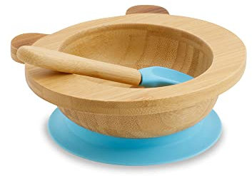 GREENBOX Ensemble de bols en bambou Panda I Bol à ventouse avec cuillère – Certifié FSC I Superbe ensemble de bols en bambou pour enfants – Bol à purée pour bébé et bol à céréales I Vaisselle en