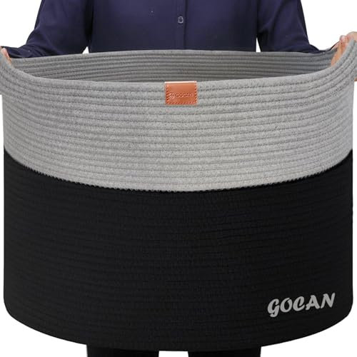 GOCAN XXXL korb aufbewahrung groß wäschekorb D55XH35cm wäschesammler aufbewahrungskorb für Decken Kissen Kleidung körbe mit Griffen für kinderzimmer