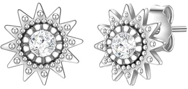Glanzstücke München Damen Ohrstecker 925/- Sterling Silber rhodiniert Zirkonia weiß Sonne Silberohrstecker