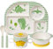 Greentainer Kindergeschirr set aus melamin, 6er Sturzfest Geschirr Set- Baby Menü Tablett, Kinderschüssel mit Saugnapf, Becher mit deckel,Löffel, Gabel für Kinder, ab 6 Monaten,Spülmaschinenfest