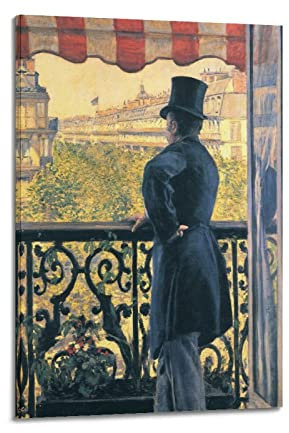 JAHER Gustave Caillebotte Paintings – (Mann auf einem Balkon, Boulevard Haussmann) Poster-Kunstwerke, Leinwand, Raum, ästhetische Wandkunstdrucke, moderne Dekoration, Geschenke, 40 x 60 cm