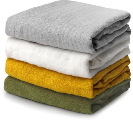 Maliton 4PCS Lange Bébé en Mousseline de Coton,50 * 25cm Gaze de Coton lingette Lavable Bebe Super Soft pour Peaux Sensibles pour Nouveaux-nés