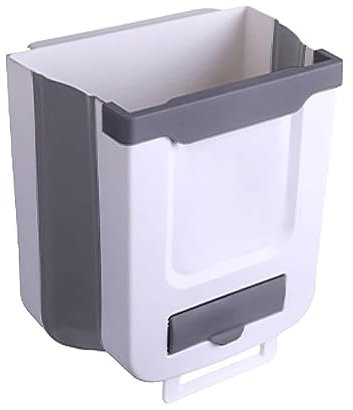 Jortmrd Cubo Basura Plegable Camping 10L Cubos de Basura Cocina Contenedor Plegable Multifuncional Bote de Basura Colgante Extraible para Puerta de Gabinete Coche Dormitorio Oficina (Blanco)