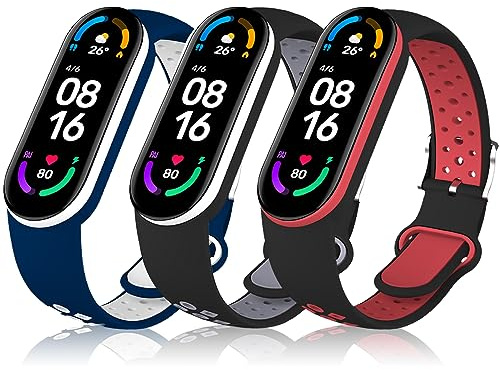 Th-some Armband für Xiaomi Mi Band 7/Mi Band 6/Mi Band 5 Smartwatch, Verstellbares Silikon Sport Ersatzarmband für Xiaomi Mi Band 7, Silikon Uhrenarmband Kompatibel mit Xiaomi Mi Band 7/6/5