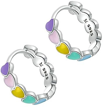 RORPOIR 1paar Herz Ohrringe Sterling Regenbogenfarben Stilvolle Ohrstecker Für Frauen Für Partys Hochzeiten Und Alltag