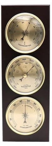 VINGAA Barometro, termometro, igrometro, stazione meteo analogica 3 in 1, stazione meteo tradizionale, con cornice in legno, barometro da parete, per casa, barca da pesca, cameretta dei bambini,