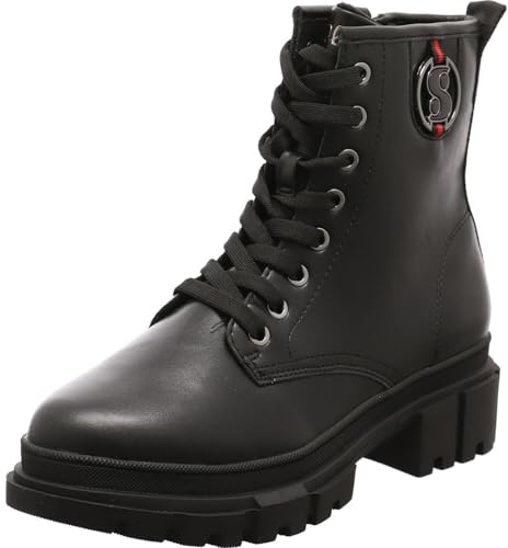 s.Oliver Damen Stiefeletten ohne Absatz zum Schnüren Vegan, Schwarz (Black), 42 EU