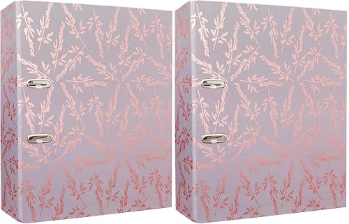 Interdruk Lever Arch File A4 75 mm - Metallic Design - Rose Gold Flowers (Pack of 2)