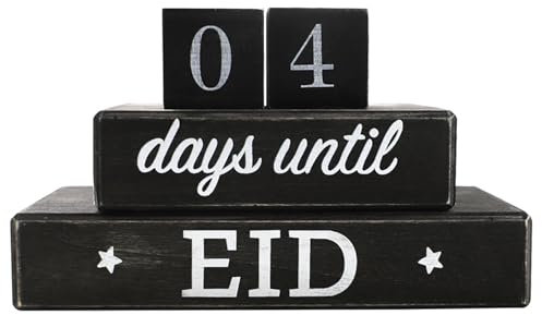 Eid Countdown Kalender Holzblock Kalender Holz Datum Display Blöcke für Büro Schreibtisch Dekor Zubehör Weihnachtsdekoration