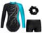 FEESHOW Mädchen Kinder Turnanzug Mit Hose Langarm Turntrikot Gymnastik Body Gymnastik Shorts Und Haargummi Ballett Tanzoutfit Türkis&Schwarz 122-128