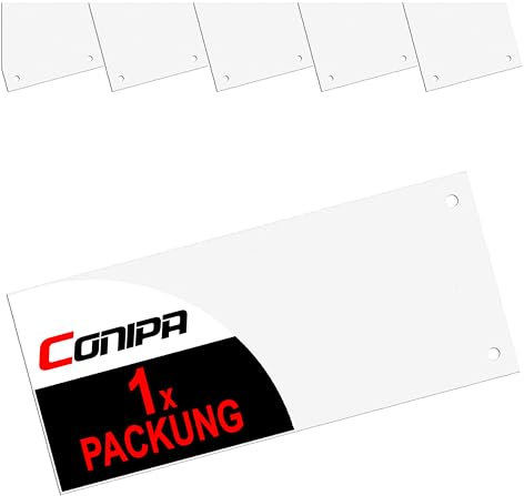 Conipa® - 100 Stück Trennstreifen für Ordner DIN A4 Weiß (MADE IN GERMANY) gelocht - Trennblätter aus RECYCELTEN KARTON (240x105mm) - Trennlaschen & Trenner zur Unterteilung schmal - Abtrennen Pappe