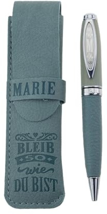 History & Heraldry Bamboo Persönlicher und individueller Kuli Kugelschreiber Stift mit Namen und Spruch Personalisiertes Etui Monogramm-Design persönliches Geschenk (Kuli Marie)
