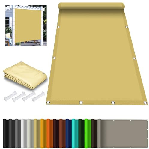 Toile de Voile Solaire Rectangulaire Imperméable 1 x 3.2 m Protection UV 98% Voile Solaire Voile de Parasol Installation Facile pour Jardin Camping Terrasse Piscine, Couleur Crème