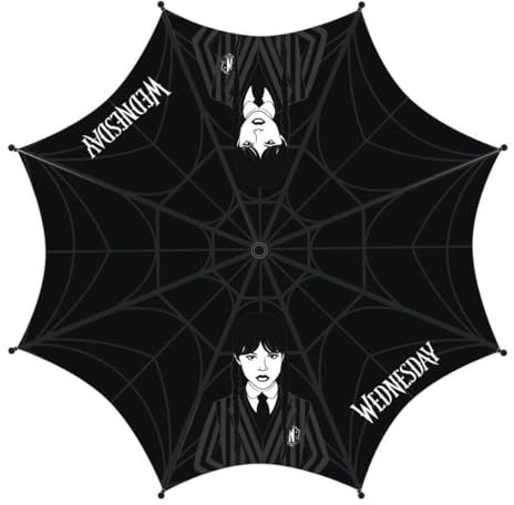 CERDÁ LIFE'S LITTLE MOMENTS WEDNESDAY Automatischer Regenschirm für Erwachsene, Schwarz
