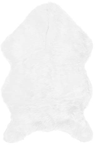 Cyrank Rug Carpet, Faux Sheepskin Fur Rug Soft Carpet Area Rug Photography Faux Sheepskin Carpet Fluffy Rug for Bedroom Living Room(White)