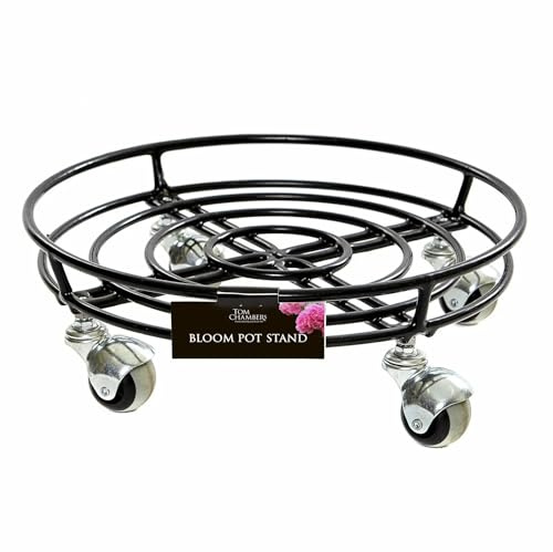 Gifts Direct 2 U Tom Chambers Bloom Plant Pot Stand with Castors Large - Black