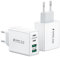 2-Pack Cargador USB C, 40W 4-Puertos USBC Enchufe Múltiple Movil Cargador PD+QC Rápido USB C Charger Pared Adaptador Tipo C Carga Rapida para iPhone 16 15 14 13 12 11 Pro MAX,iPad,Samsung