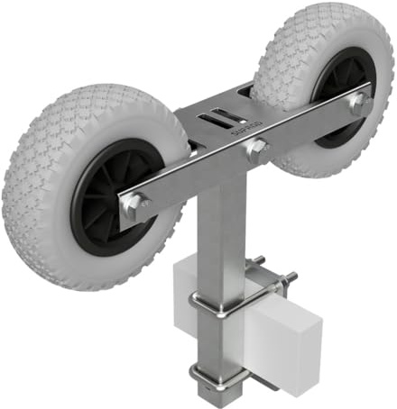 SUPROD Pendel Doppelrad Abrollvorrichtung Sliphilfe Bootstrailer PU-Reifen RKDO2-200-PU, Ø 200 mm