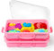 Lot de 2 bacs à sable Sensory Bin avec couvercle et poignée - Portable - Pour enfants - Plateau d'activité en plastique pour les tout-petits - Rose