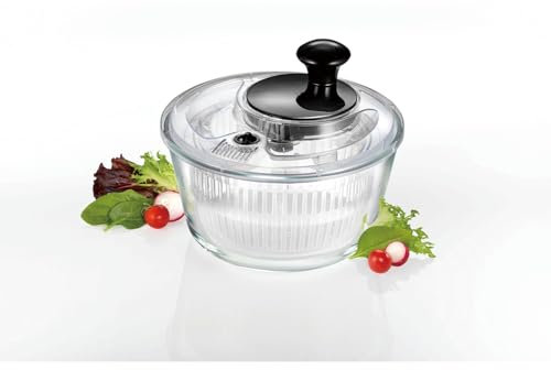 Mastrad - Essoreuse à Salade avec Panier en Verre Borosilicate Ø21 cm, Transparente