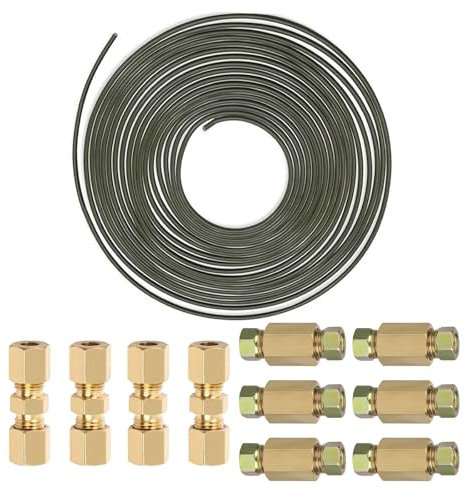 ROYWOO Cable de freno de 5 m de diámetro, 4,75 mm, juego de línea de freno con rosca M10, 1 cable de freno, 4 conectores, 12 tuercas de unión M10, 6 conectores hembra M10