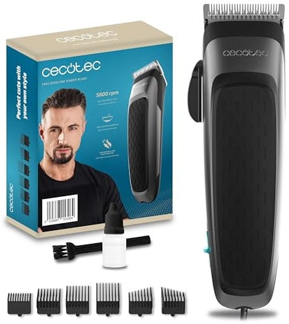 Cecotec Cortapelos Máquina de Afeitar PrecisionCare Power Blade. Cortapelos 5800 rpm, Cuchillas Inoxidables, Diseño Ergonómico, 5 Ajustes Longitud, 6 Peines, Cortes Uniformes, Versatilidad Estilos