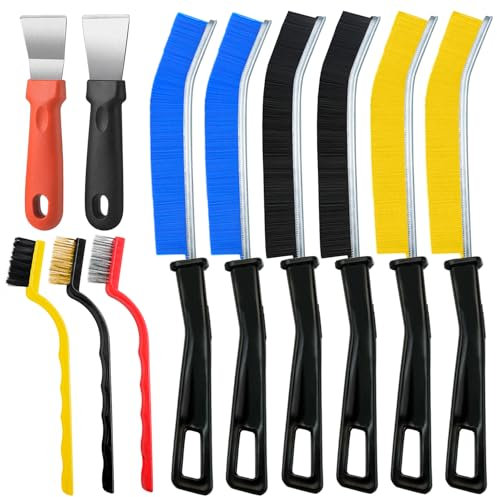 Qcdou Crevice Cleaning Brush, 11 Pcs Hard Bristle Cleaning Brush Tool, Bathroom Tile Groove Grout Brush, Multifunctional Cleaning Products for Household Use(B)