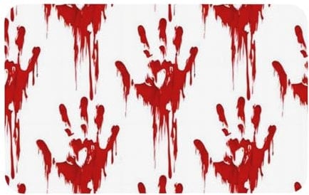 QGWDYYJQ Diatomeen-Matte, Motiv: blutige Handabdrücke, 127 x 203 cm, dekorative Fußmatte