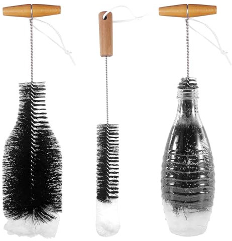 Chiluxendo 2 Pièces Goupillon Bouteille 2 taille, Brosse Ecouvillon Biberon, Brosses de Nettoyage, Goupillons Bouteilles avec Tête en Laine Doux et sans Rayures, pour Récurer Carafe, Tasses, Bouteille