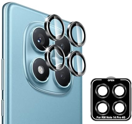 QULLOO Pellicola Fotocamera per Xiaomi Redmi Note 14 Pro 4G, Protezione della Fotocamera in Metallo, [Durezza 9H] [Anti-graffio ][Anti-Impronta] - Nero