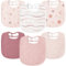 Susurration Lätzchen Baby Musselin Halstuch Baby Weiche Verstellbare Quadratische Sabberlätzchen 6 pack für Unisex Mädchen & Jungen (Rosa Druck)