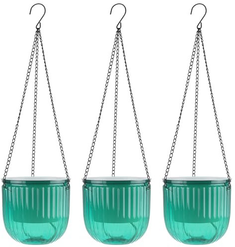 MAHIONG 3 PCS 6.5 Inch Self Watering Hanging Plant Pots Indoor, Outdoor Hanging Planter Flower Basket with Drainage Holes for Home Decor, Gardening, Visible Water Level
