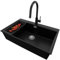 PRIMAGRAN Lavandino da Cucina Nero 78x50cm, Lavello da Cucina a 1 vasca + Sifone Classico + Rubinetto 40x22cm, Lavabo da Cucina Incasso al mobile 80cm - Oslo