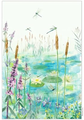 Eddingtons Dragonflies Patterned Organic Cotton Tea Towel/Dish Cloth - Eco-Friendly National Trust Nature Collection Kitchen Linens