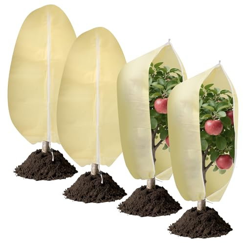 DUBUOZA 4 Stück Winterschutz für Pflanzen, Pflanzenschutzsack, Winterschutz Olivenbaum, Geeignet für Topfpflanzen, Dekorative Pflanzgefäße und Palmen, Wiederverwendbar, 80x100cm mit Reißverschluss
