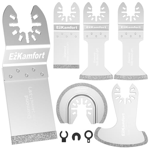 Multitool Sägeblätter, 6 PCS Diamant Multifunktionswerkzeug Klingen Set | Oszillierende Multitool Sägeblätt für Mörtel Entfernen und Weiche Fliesen Schneiden für DeWalt und Mehr