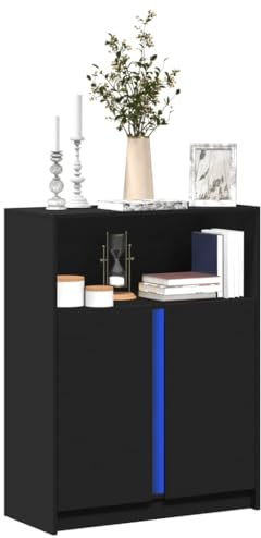 ZQQLVOO Modernes Sideboard mit RGB LED Beleuchtung und USB-Anschluss, Stauraum Schrank für Wohnzimmer Flur, Holzwerkstoff mit Wandhalterung, Regal für Deko und Aufbewahrung