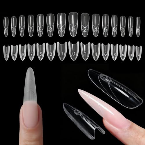Orablooiva Nagel Extensions Schablone, Set mit 480 Nagelspitzen, Formen für Nagelverlängerung Sandwich, transparentes Gel-Nagelverlängerungs-Set für Maniküre zu Hause u