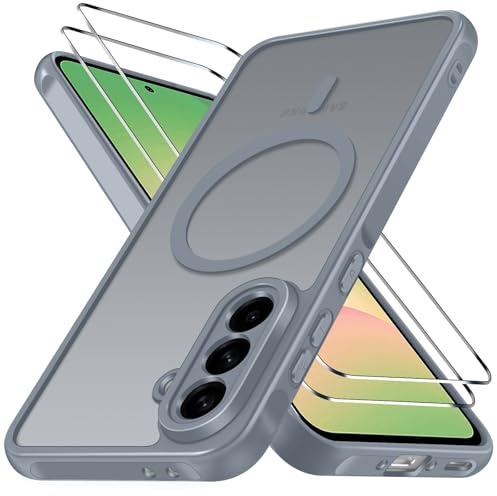 ivoler 3-in-1 Magnetic Case for Samsung Galaxy A56 5G with 2 Pack Screen Protector, Military-Grade Protection, Shockproof Cover-Gray