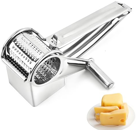 Käsereibe mit Kurbel, Praktische rotierende Küchenreibe Edelstahl für Parmesanreibe, Parmesanmühle, Mozzarella, Hartkäse, Geeignet für private und professionelle Küchen