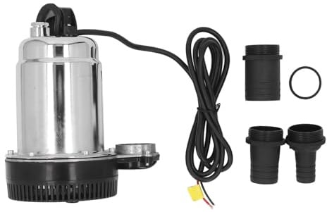 Bomba de agua sumergible SustVita de 12 V, 220 W, 3-6 m³/h, bomba sumergible de CC de gran flujo de agua con conectores de 25 mm/40 mm/50 mm para acuicultura y estanques de jardín