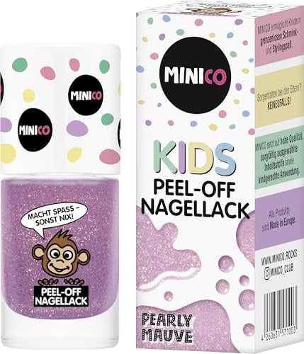 MINICO Premium Kinder Nagellack Pearly Mauve, 5ml, abziehbar, kindgerecht, wasserbasis, derma-getestet, vegan, peel-off entfernbar