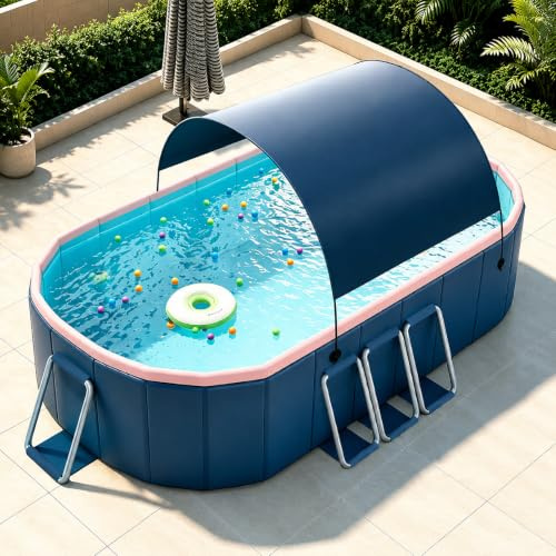 Piscina Familiare Fuori Terra con Parasole, Grande Piscina Rigida
