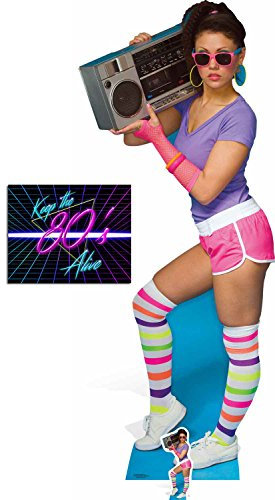 Fan Pack - 1980s Neon Boombox Mädchen Lebensgrosse und klein Pappfiguren / Stehplatzinhaber / Aufsteller - Enthält 8X10 (25X20Cm) starfoto