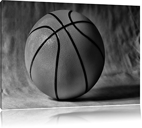 Pixxprint Basketball schwarzer Hintergrund, Größe: 100x70cm, Leinwandbild, fertig gespannt, Wandbild, Dekoration, Kunstdruck, kein Poster