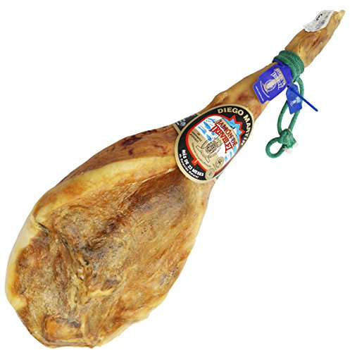Jamón de Trevélez IGP, Serrano Schinken aus Spanien ohne Zusatzstoffe | Luftgetrockneter Hinterschinken aus der Sierra Nevada, g.g.A. Trevélez, nur mit Meersalz gereift, ganz mit Knochen