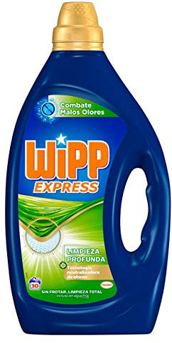 Wipp Express Detergente Lavadora Líquido Anti-Olores Negro Estandar 30 Lavados, 1.5 L